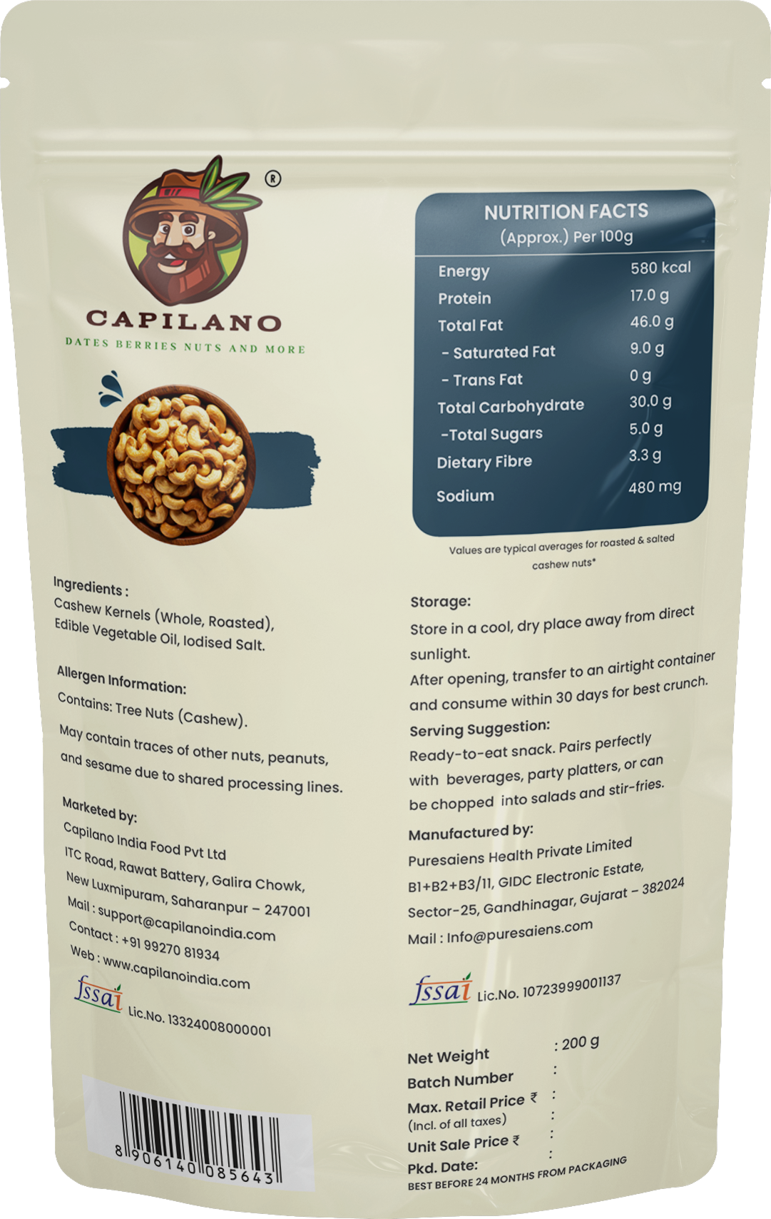 CAPILANO Roasted Cashew Salted